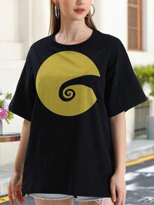 Womens Minimalist Nightmare Before Christmas Popular T-Shirt Halloween Movie Fan Apparel Top Tee - 黑色 - 查看 2
