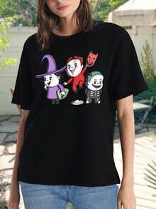 Women's T-Shirts Kidnap Mister Sandy Claws Nightmare Before Christmas Accessories T-Shirt  Halloween Boogieman Design Ladies Fashion Apparel - 黑色 - 查看 2