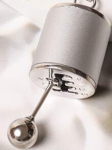 1pc Unisex Creative Gear Shaped Zinc Alloy Keychain - Silver - View 4