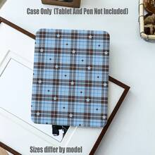 Tri-Fold High-Transparency Acrylic Tablet Case With Pen Slot. Features A Refreshing Checkered And Star Print Design. Tablet Case Features: Tri-Fold Stand Design, Smart Sleep/Wake, Transparent Soft Back Panel, Built-In Pen Slot, Precise Cutouts, Lightweight And Portable. Compatible With Mini 4/5/6/7, 5/6/8/9/10/11, Air 3/4/5/6/7, Pro 10.5/11/12.9/13 Inch. Compatible With All Galaxy Tab S6 Lite/S7/S8/S9/S10/FE/Plus/A8/A9Plus Models. - Cold Coffee Version - View 2