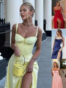 French-Style Women's Dresses, Dresses With Straps, Long Evening Gowns. - 紅色 - 查看 4