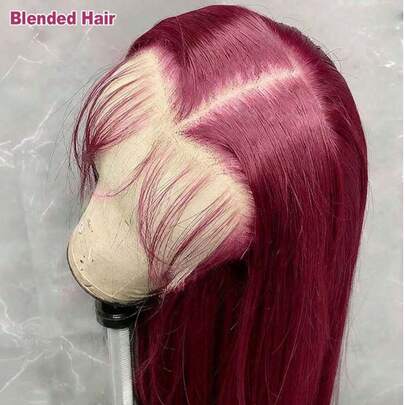 200% Density 34 Inch Straight Lace Front Wigs - 13*4 Pre Plucked Pre Bleached HD Transparent Straight Lace Frontal Wigs Glueless With Natural Hairline - #99J BUG Wine Red Burgundy Color Ear To Ear Pre Cutting Pre Pulling Pre Ironing Brazilian Virgin No Glue No Skills Middle Part Wigs Frontal Glueless Wigs - Elegant Everyday Style Natural Look For Women Put On And Go Human Frontal Hair Wigs Glueless Weaves Wigs For Women Daily Use Blended Hair