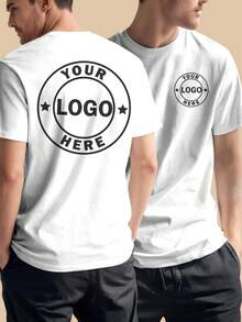 Customizable Front And Back Print Logo Shirt For Company Team Group Custom Class Party Club T Shirts For Men Women Tee Tops, Personalized Shirts With Photo Logo Text Graphic Shirts, Customized T-Shirt Customize Family Shirt Boyfriend Girlfriend Husband Wife Parents Friends Gifts Idea - 白色 - 查看 1