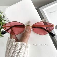 New Stylish Frameless Glasses With Cut Metal Side Beams, Unique Retro High-End Design, Suitable For Both Men And Women, Ideal For Street Photography, Fashion Shows, And Everyday Wear. - hồng - Xem 12