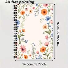 1 Pc A5 Size Romantic Floral Pattern Spiral Notebook, Smooth Writing Lined Pages, Minimalist Fresh Design, Suitable For Daily Records, Note-Taking, Inspiration Collection And More, Adding Natural Poetic Touches To Your Writing Time, A Thoughtful Companion For Office, Study And Life. - J - View 2