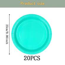 蓝绿色一次性餐具套装，7/9英寸派对餐盘，一次性纸盘、纸杯、餐巾纸，适用于节日、婚礼、订婚、生日、派对、庆典等场合。 - 多色 - 查看 12