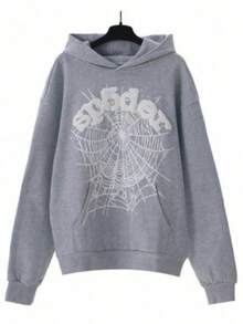 NEW Hip Hop Spider Hoodies Set Y2k Hoodie-Men's Spider Web Graphic Print Hoodie – "" Print Oversized Pullover,  Streetwear Casual Sweatshirt (Printed, Not Embroidered) - 灰色 - 查看 12