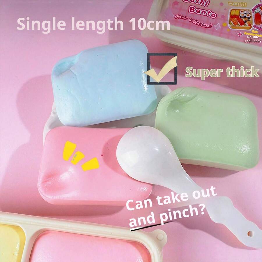 1 pieza Exquisita nueva caja de bento suave y de rebote lento de dos tonos, textura suave y delicada, juguete sensorial, adecuado como regalo de vacaciones, cumpleaños, Eid o artículo promocional