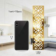 OUTANA Bộ 9 miếng dán tường gương acrylic rỗng tự dính, có thể tháo rời, không biến dạng, không phai màu, không dễ vỡ, thích hợp cho tiền sảnh, hành lang, phòng khách, phòng ăn, phòng ngủ, khách sạn và cửa hàng, có các màu vàng, bạc và đen. - LKCT6 - Xem 13