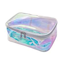 TPU Holographic Clear Makeup Bags BulkClear Storage Bag Toiletry Pocket Portable Zippered Iridescent Pouch Waterproof Cosmetic Travel Bags With White Zipppe For Women - Blue - View 2