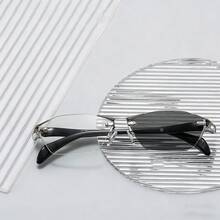 1pc Men's Rectangular Business Elegant Optical Glasses, Suitable For Daily Work And Outings - Transparent Color-changing Gray - View 6