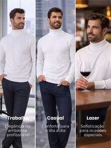 Baronesa Tricot Cacharrel Men's Cold Weather Blouse High Neck Knitting - White - View 4