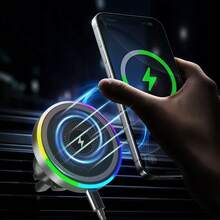 Cargador inalámbrico de coche de 15W con fuerte succión y carga rápida, soporte magnético para teléfono con rotación de 360°, brazo ajustable y plegable con rotación de 360°, accesorio de carga inalámbrica duradero para coche - multicolor - Ver 10