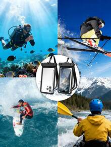 Universal Waterproof Phone Pouch, Waterproof Phone Case, Clear Waterproof Bag, Touchscreen Waterproof Phone Bag, Waterproof Phone Case For Swimming, Suitable For Multiple Phone Models, Suitable For Swimming And Beach, Touchscreen Applicable, With Lanyard, Essential For Beach Travel And Vacation, Also The Best Valentine's Day Gift. - Multicolor - View 4