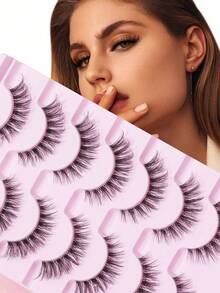 5 Cặp lông mi giả dáng chữ D, thân dài, trong suốt, đan chéo, trông tự nhiên. - màu đen - Xem 1