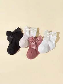 4双可爱蝴蝶结婴儿袜 - 彩色 - 查看 2