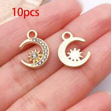 10/30 chiếc mặt dây chuyền đính đá lấp lánh hình ngôi sao, mặt trăng, mặt trời mạ vàng dùng để làm trang sức thủ công DIY, vòng cổ, vòng tay, bông tai. - Nhiều màu - Xem 20