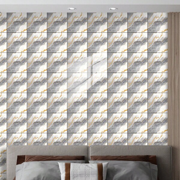 OUTANA Self-Adhesive Removable Vinyl Faux Marble Peel And Stick Wallpaper, Easy To Install And Clean, Suitable For Rental House, Entryway, Living Room, Bedroom, TV Background, Kitchen, Bathroom, Retail Store Decoration, Luxury Style, 5.9in/7.8in/11.8in/15.7in