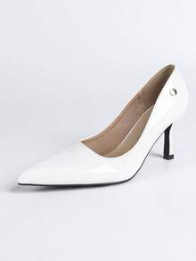 Fashionable Office High Heels, Pointed Toe White Ladies Office Slim Stilettos - White - View 7