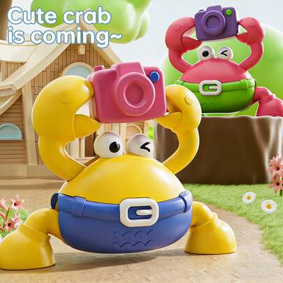 4PCS Cute Wind-Up Crawling Crab Toy With Camera Design, Clockwork-Driven Sideways Walking Toy For Toddlers, ABS Material Kids Play Gift, Ideal For Indoor Play & Birthday, Children's Day