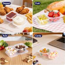 12pcs/24pcs Small 2-Compartment Plastic Food Storage Containers With Lids, 8oz Capacity, Suitable For Portion Control, Meal Prep, Lunch, Travel, Camping, Office - View 6