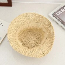 1/2顶 电影感花朵镂空草帽 夏季透气编织遮阳帽 可折叠便携遮阳渔夫帽 沙滩度假旅行拍照氛围帽 日常通勤旅行搭配帽 开斋节休闲遮阳帽 - 小花草帽 - 查看 7