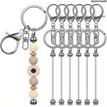 1/3/6/12/24/36 Beaded Keychain Strips, Alloy Blank Beaded Keychain DIY Keychain Accessory Kit, For Pendant Jewelry Making Gifts - One Size - View 17