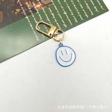 "Colorful Alloy Enamel  Face Keychain Charm, Irregular Shape Keyring, Fun Expression Mini Pendant For Bags, Backpacks, Car Keys,  Decorative Accessory, Cute  Bag Charm, Perfect Gift For Teens, Girls, Women, Everyday Use" - 綠底白色(掛繩) - 查看 6