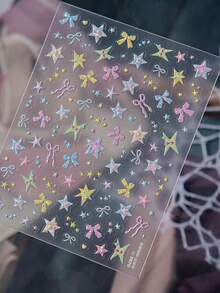 1 5D 3D Shell Light Star Bow Nail Sticker Self-Adhesive Transfer Printing Slider Nail Sticker Decal - Multicolor - View 6