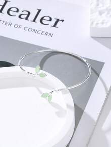 ZHIXUN 1件女款波希米亞風葉片設計可調節薄荷綠手鍊，優雅日常飾品，適合休閒與正式場合的魅力手鍊 - 手鐲 - 查看 3