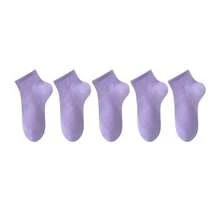 1 Pair/5 Pairs Women Purple Short Socks, Spring/Summer Vivid Color Fashion Popular Comfortable Soft Casual Minimalist Campus Matching - Purple - View 5