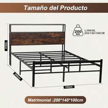 Base Cama Matrimonial Queen Size Acero Inoxidable con Luces LED 2USB+2CA Almacenamiento Doble Resistente a Chirridos Fácil Montaje para Dormitorio Queen (estándar de EE. UU. ) 175685 - Queen estndar de EE. UU. - Ver 2