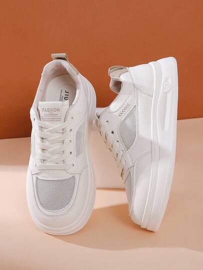 1 par de zapatos planos blancos para adolescentes, de unicolor, suaves, con diseño calado, de punta redonda, antideslizantes, con plataforma de 3 cm, de estilo princesa, casuales, para uso en exteriores, viajes, fiestas, primavera/verano 2026 nuevos llegados