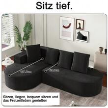 Fully Compressed Frameless Sofa, Modular Combination Sofa (L-Shaped Armchairs), Modern Cloud-Type Combination Sofa (Deep Seats), Sponge Compression Sofa (No Assembly Required). - Black - View 5