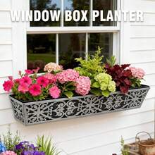 2 Pack 30 Inch Window Boxes Planter For Outdoor Plants Deck Railing Planters Box With Adjustable Brackets For Porch Fence Balcony Hanging Flower Baskets With Non-Woven Fabric Liner For Garden Décor - 30 Inch 2 Pack - View 2