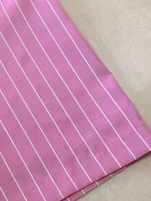 WAIT HIM Men's Casual Loose Striped Short Sleeve Shirt, Spring To Summer - Watermelon Pink - View 4