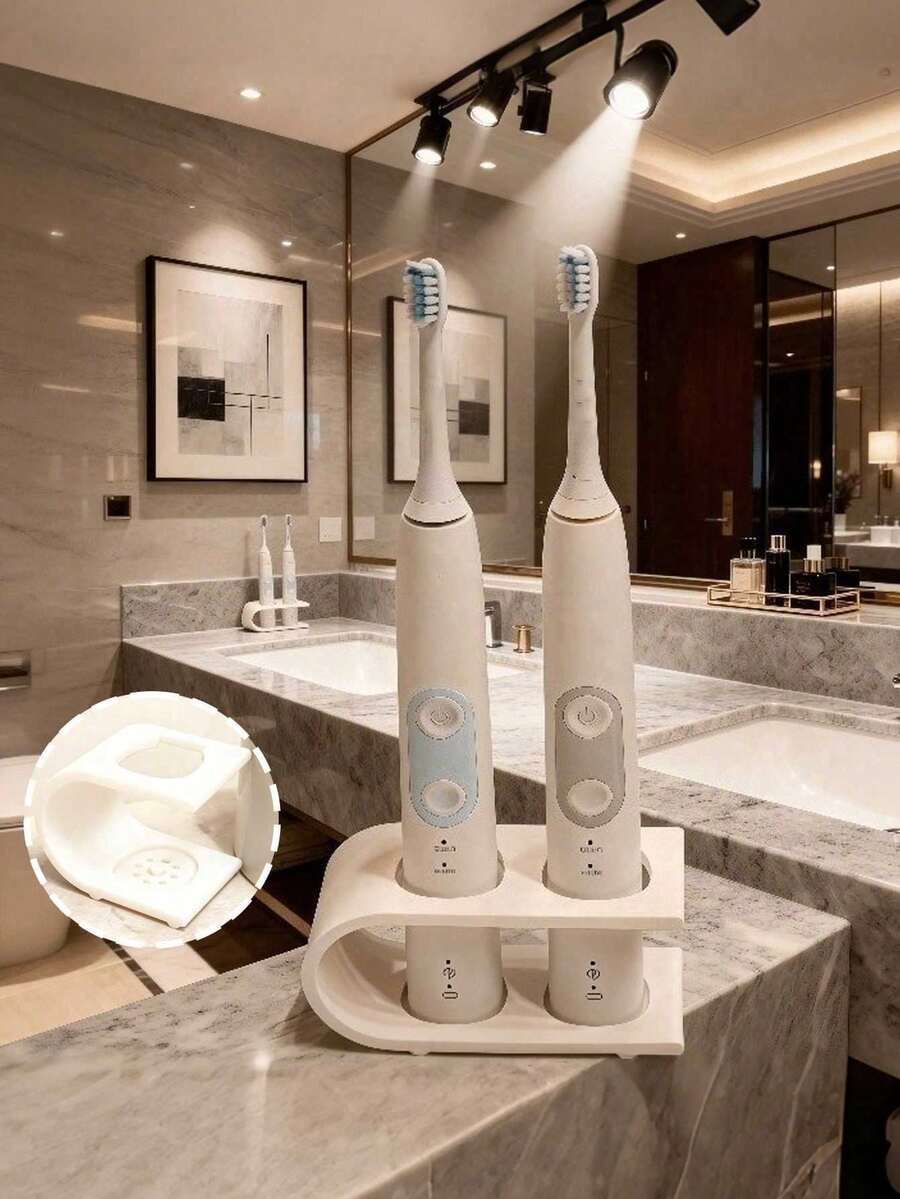 Universal Electric Toothbrush Holder | Anti-Slip Ventilated Base For Dry Storage | Modern Minimalist Design, Suitable For Home Toothbrush Holder, Razor Holder (Single/Dual Slot Optional)