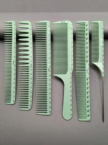 19 Styles Hair Styling Comb Set, 1pc/3pcs/4pcs/6pcs Hair Cutting Comb Kits, Heat Resistant Material, Durable, With Ruler, Suitable For Men, Women, Long/Short Hair, Professional Salon, Barbershop, Home Styling, Wedding Makeup, Travel Essentials - Mint Green - View 2