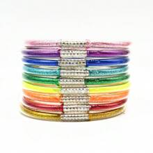 9pcs/Lot Glitter Jelly Bangles Bracelets Mix Metal Glitter Bracelet For Women Buddha Girls Bracelet - Silver Racer Head 9th Floor - View 15