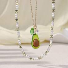 Bộ dây chuyền hình trái cây kiểu Bohemian nhiệt đới, đính ngọc trai, thích hợp cho phái nữ đeo trong các kỳ nghỉ và sinh hoạt hàng ngày. - Nhiều màu - Xem 5