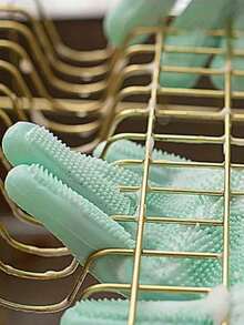 1pc Silicone Dishwashing Gloves, Durable Waterproof Rubber Gloves For Bathing - Type a - View 9