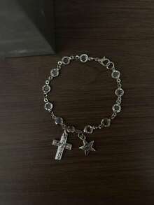 1pc Car Steering Wheel Decorative Pendant Light Luxury Crystal Chain Car Steering Wheel Decorative Pendant - A - Xem 5