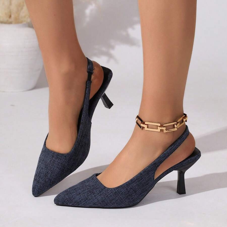 Women's Casual Buckle Strap Closed Toe Backless Sandals - Royal Blue - View 1