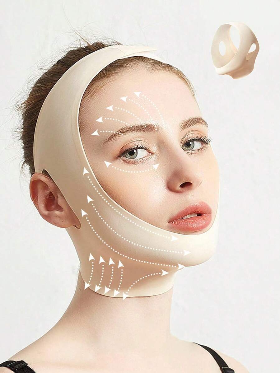 1 pièce Masque/bandage facial beige pour femmes, convient pour un port quotidien - Beige - Voir 1