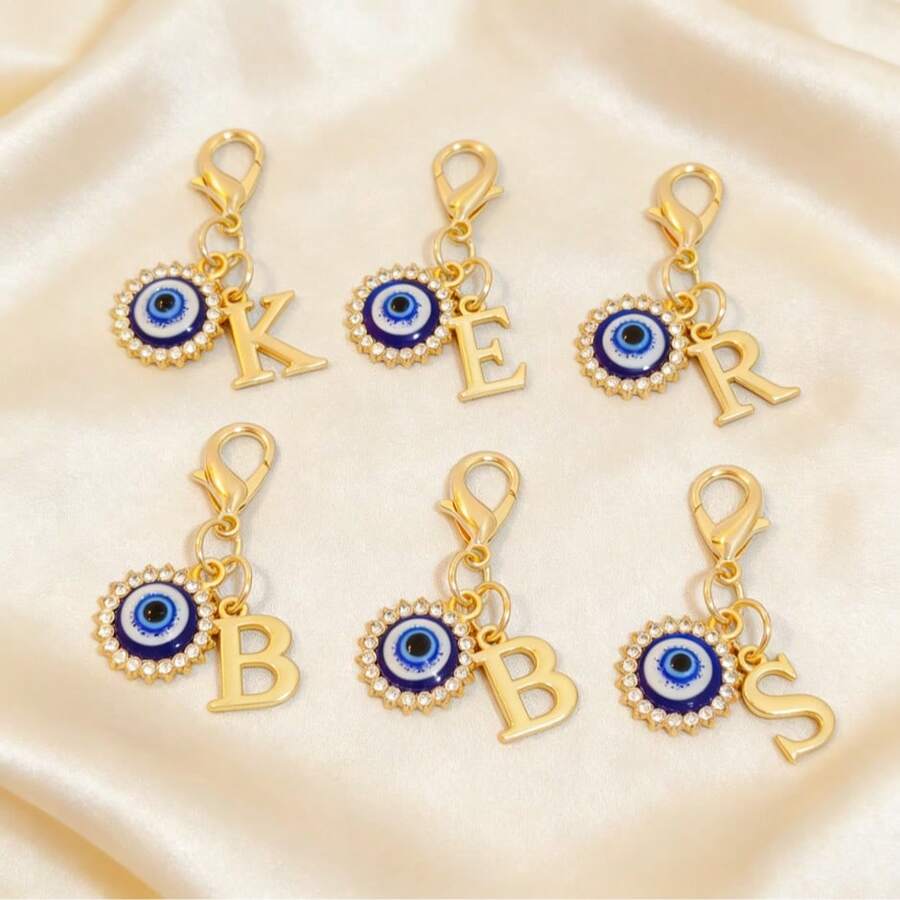 1pc A-Z Devil's Eye Metal Accessory, Keychain, Pendant, Gift - Devil's Eye Keychain - Multicolor - View 1