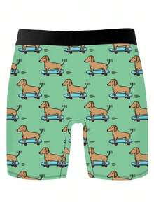 1 chiếc quần boxer nam kiểu dáng độc đáo, in hình hoạt hình retro Mỹ, chủ đề thú cưng vui nhộn, chất liệu vải dệt kim, kiểu dáng thể thao rộng rãi, thoáng khí và thấm hút mồ hôi, mềm mại và thân thiện với da, quần lót boxer thể thao thường ngày. - Nhiều màu - Xem 4