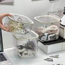 1个透明大容量带盖首饰盒，女士发饰收纳盒，可收纳发圈、发带、发夹、发圈等，密封防水防尘，加厚材质，适用于浴室、卧室、宿舍、旅行。 - 無色 - 查看 3