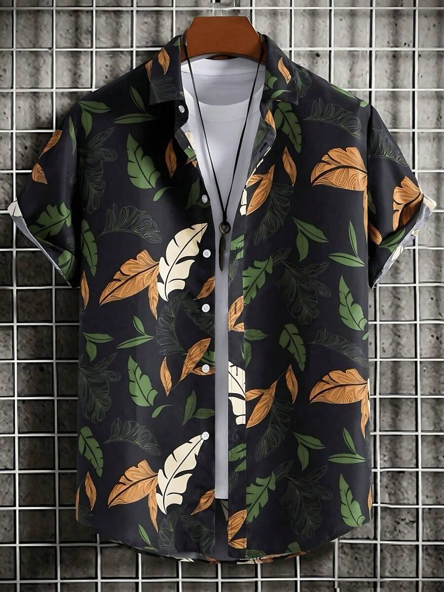 Summer Hawaiian Floral Short Sleeve Polo For Men - A508D-AL23669 - 查看 1