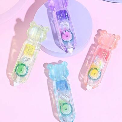 1pc/2pcs/4pcs Cute Design Press Type Glue Tape, Adhesive Roller, Quick-Drying & Residue-Free For Student Back To School, Scrapbooking & School Supplies