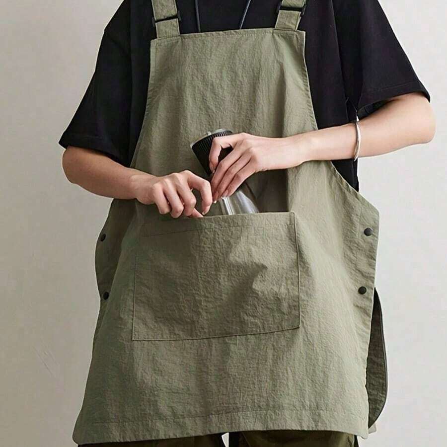Multi-Pocket Functional Work Apron With Front & Back Pockets, Universal Unisex Catering & Kitchen Apron, Heavy-Duty Stain-Resistant Canvas Apron With Adjustable Neck Strap, Ideal For Outdoor Hairdressing, Coffee Shops, Barbecue Stalls, Restaurants, Food Service Industries, Home Cooking, Baking, Grilling & Daily Household Use, Durable Protective Workwear For Men & Women, Perfect Gift & Essential Tool For Holiday Home Baking, Grilling, Culinary Activities & Craft Work